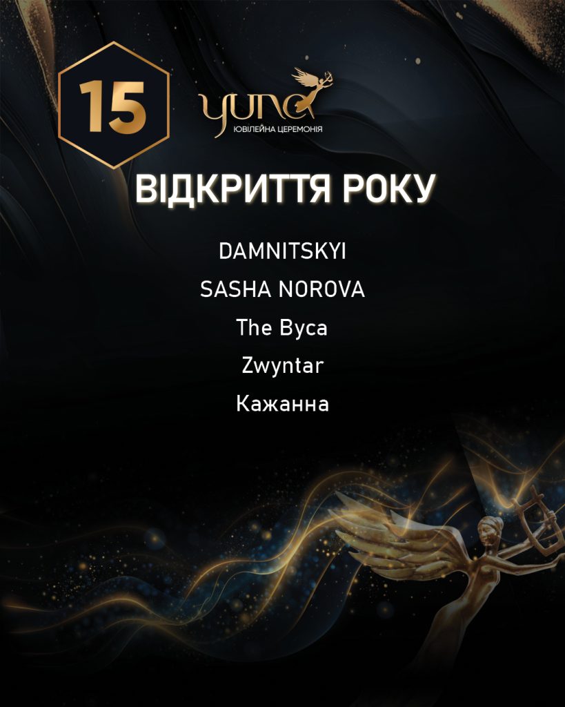 Оголошено імена номінантів Національної премії YUNA 2026